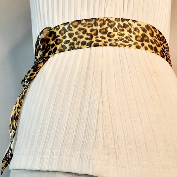 Handmade Sheer Leopard Print Ribbon Belt Coconut Buckle Chain Bead Embellishment - Picture 2 of 10